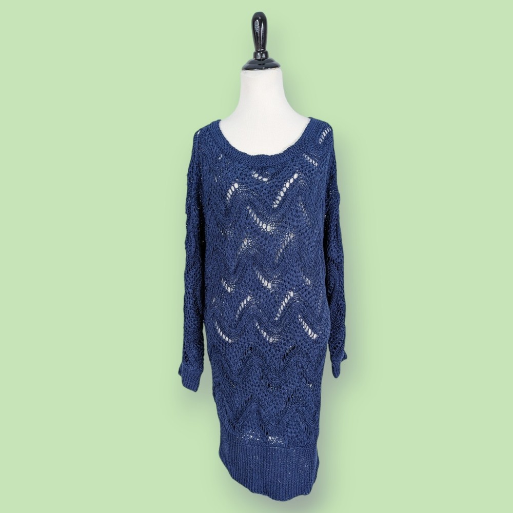 Lilly Pulitzer Women's Open Knit 3/4 Sleeve Larissa blue Sweater Size M/L - Picture 1 of 5